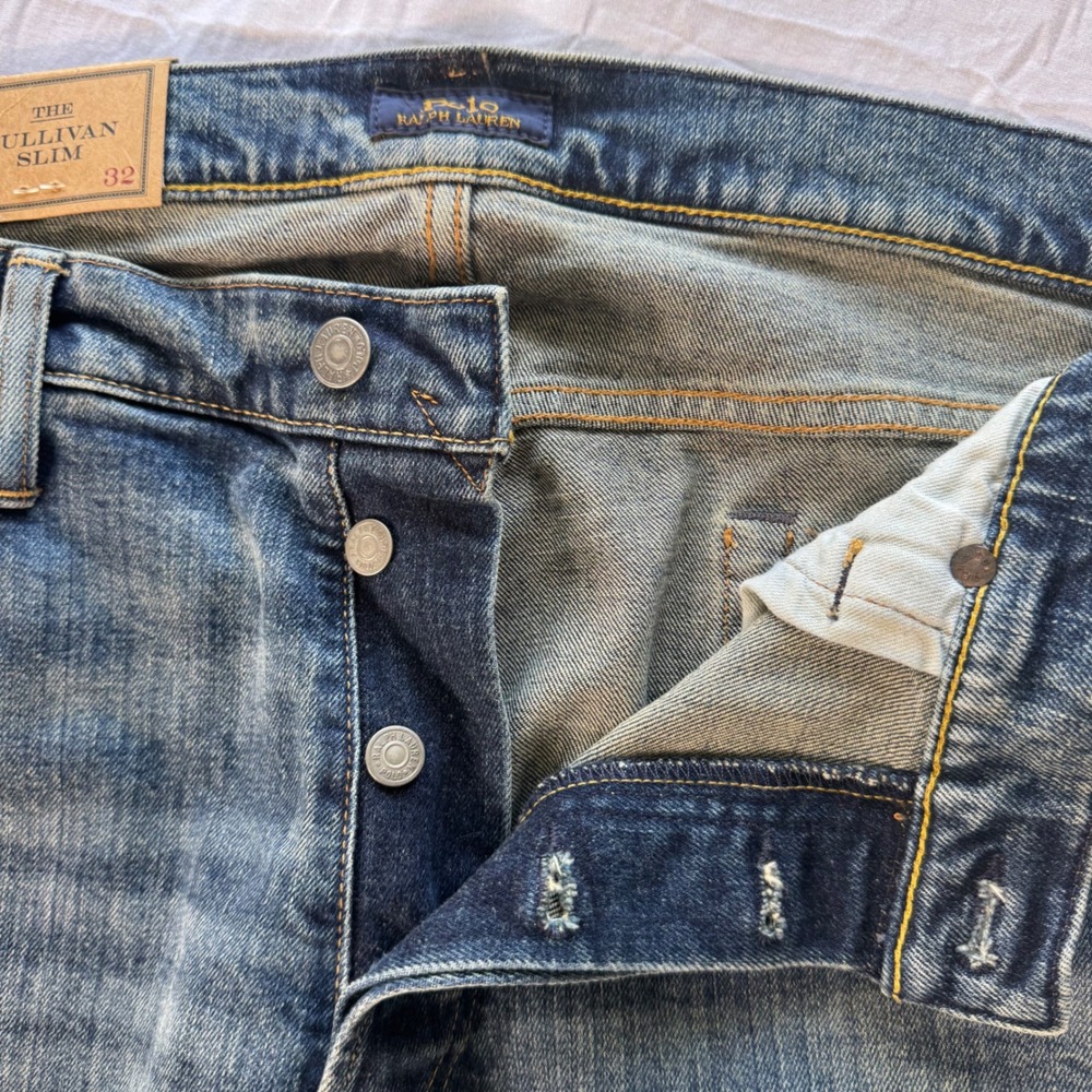 Polo Ralph Lauren Sullivan Slim Men 36x32 Blue Low Stretch Rope Dyed $138 Jeans - Picture 3 of 10